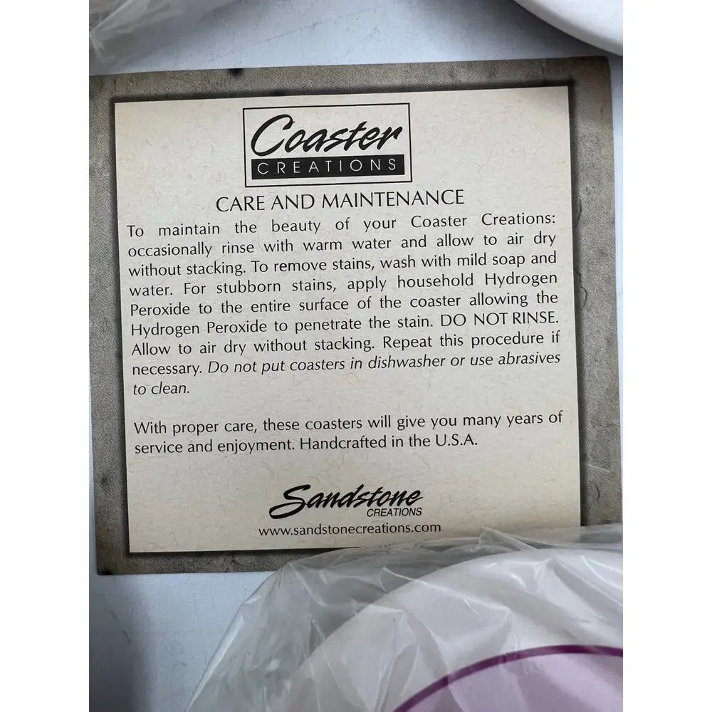 Club Orleans Casino Sandstone Drink Coasters Set of 4 Pink Logo With Box